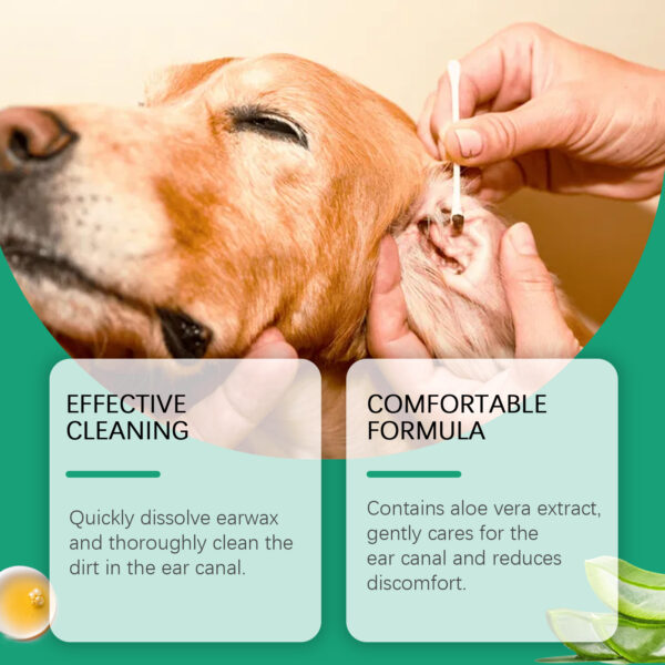 Yegbong 100ml Pet Ear Cleaning Drops For Cats Dogs Odor Removal Relieve Itching Ear Wash Ear Health Care Clean Mites Earwax Drop - Image 4
