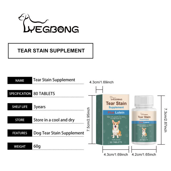 Yegbong 80pcs Dog Eye Tear Stain Cleaner Tablet Eyewax Remove Gentle Clean Brighten Eye Moisturizing Dry Eye Supplement - Image 6
