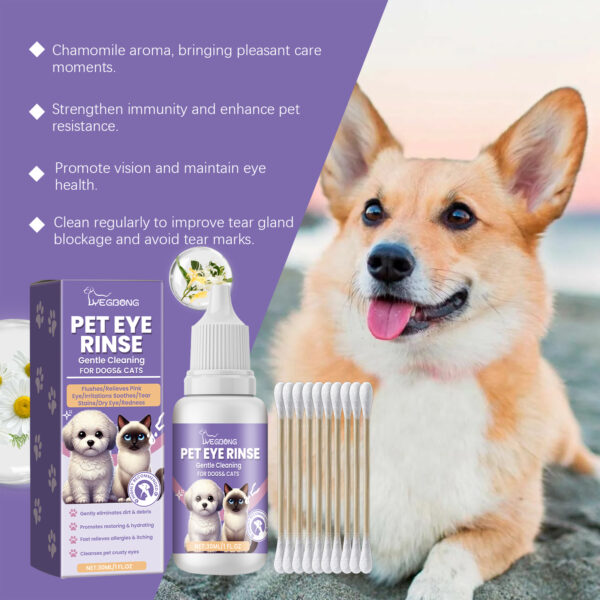 Yegbong 30ml Pet Eye Cleaner Drops Tear Stains Clean For Dogs Cats Stains Remove Nourish Skin Moisturizing Brighten Eye Rinse - Image 2