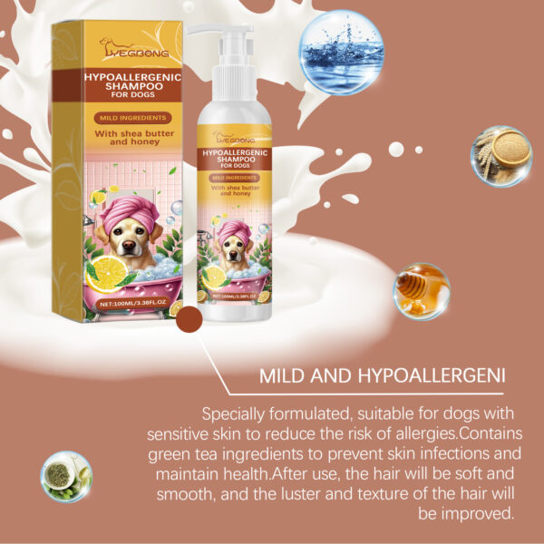 Yegbong 100ml Pet Shampoo Dog Shampoo Hypoallergenic Bath Wash Hair Soften Itchy Skin Relief Nourish Fur Cleansing Dog Shampoo - Image 4