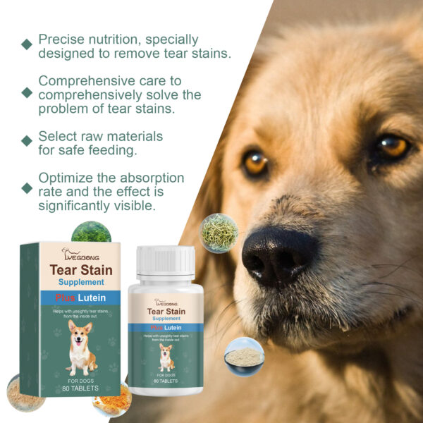 Yegbong 80pcs Dog Eye Tear Stain Cleaner Tablet Eyewax Remove Gentle Clean Brighten Eye Moisturizing Dry Eye Supplement - Image 2