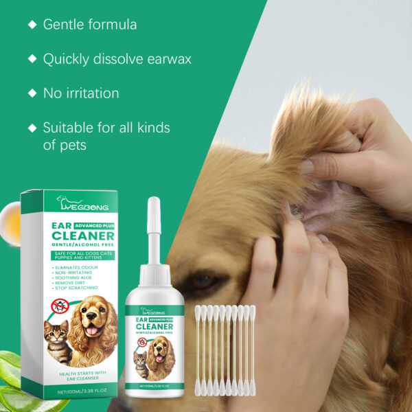 Yegbong 100ml Pet Ear Cleaning Drops For Cats Dogs Odor Removal Relieve Itching Ear Wash Ear Health Care Clean Mites Earwax Drop - Image 2