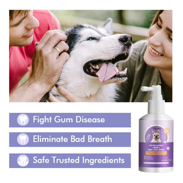 Yegbong Pet Oral Cleaning Spray Dogs Cats Mouth Fresh Deodorant Remove Tartars Bad Breath Removal Health Care Pet Odor Cleaner - Image 2