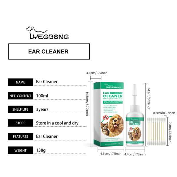 Yegbong 100ml Pet Ear Cleaning Drops For Cats Dogs Odor Removal Relieve Itching Ear Wash Ear Health Care Clean Mites Earwax Drop - Image 6