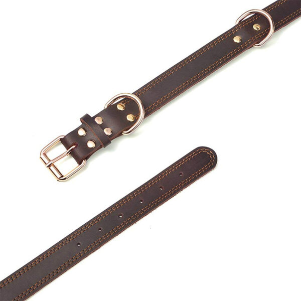 Benepaw Quality Genuine Leather Dog Collar Durable Vintage Heavy-duty Rustproof Double D-Ring Pet Collar For Medium Large Dogs - Image 6