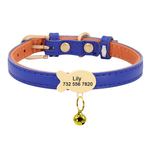 Cute Cat Personalized ID Collar Engraved  Kitten Puppy Name Collars Necklace For Small Medium Cats With Bell Fish Tag Nameplate - Image 11