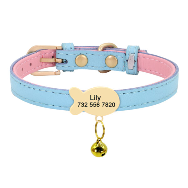 Cute Cat Personalized ID Collar Engraved  Kitten Puppy Name Collars Necklace For Small Medium Cats With Bell Fish Tag Nameplate - Image 9