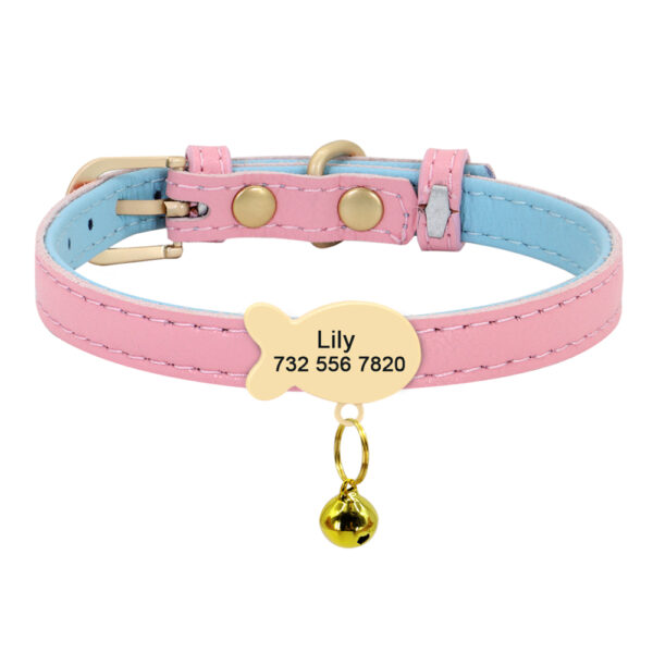 Cute Cat Personalized ID Collar Engraved  Kitten Puppy Name Collars Necklace For Small Medium Cats With Bell Fish Tag Nameplate - Image 10