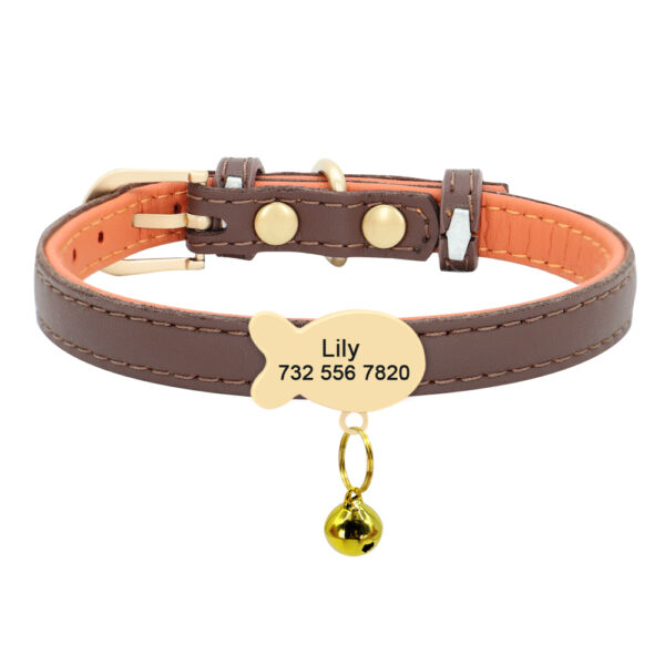 Cute Cat Personalized ID Collar Engraved  Kitten Puppy Name Collars Necklace For Small Medium Cats With Bell Fish Tag Nameplate - Image 7