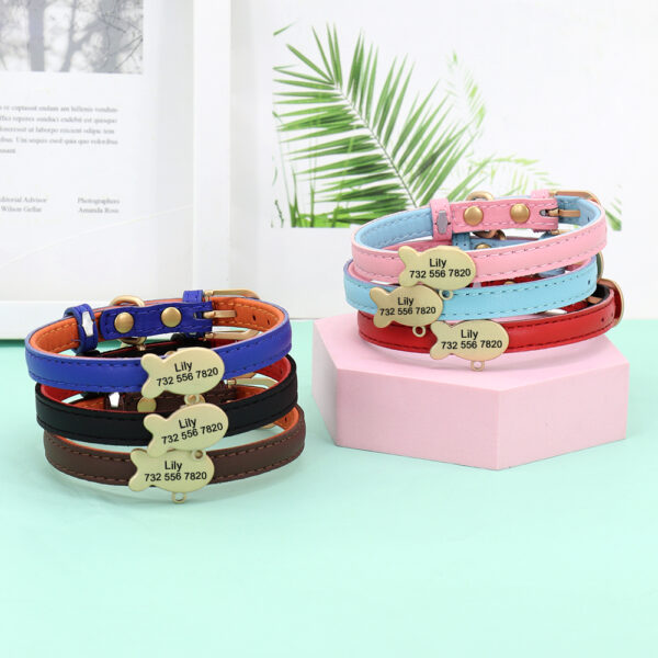 Cute Cat Personalized ID Collar Engraved  Kitten Puppy Name Collars Necklace For Small Medium Cats With Bell Fish Tag Nameplate - Image 2