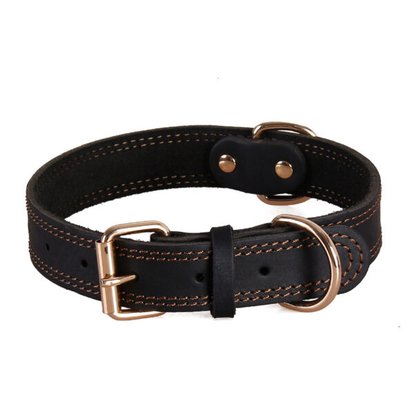 Benepaw Quality Genuine Leather Dog Collar Durable Vintage Heavy-duty Rustproof Double D-Ring Pet Collar For Medium Large Dogs - Image 8