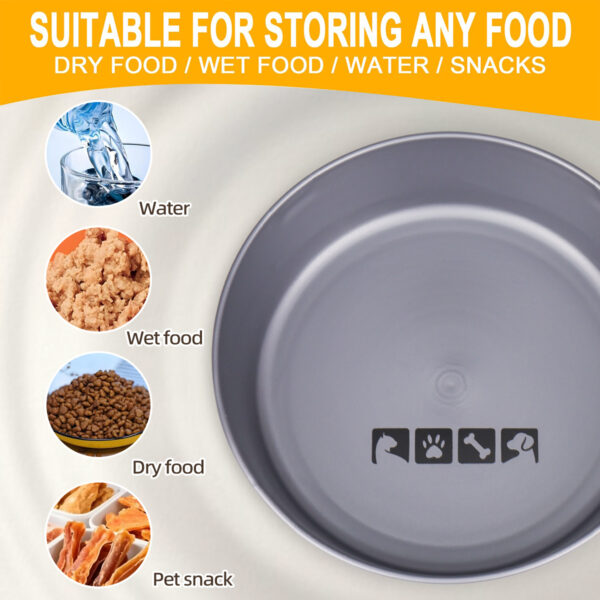 Large-capacity feeding bowl and drinking bowl for pets, integrated dual bowl, folding high-legged stand, easy to carry, protects - Image 3