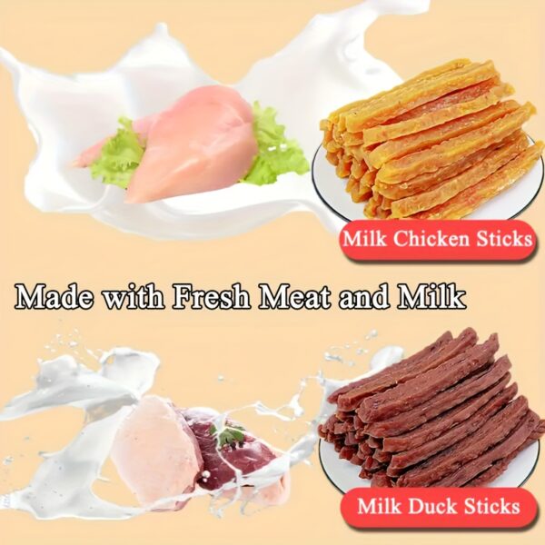 2-Pack(2 x 100g/3.53oz)Soft Chew Dog Treats For Small, Medium And Large Dogs, Dried Milk Chicken/Duck Sticks, Healthy - Image 5