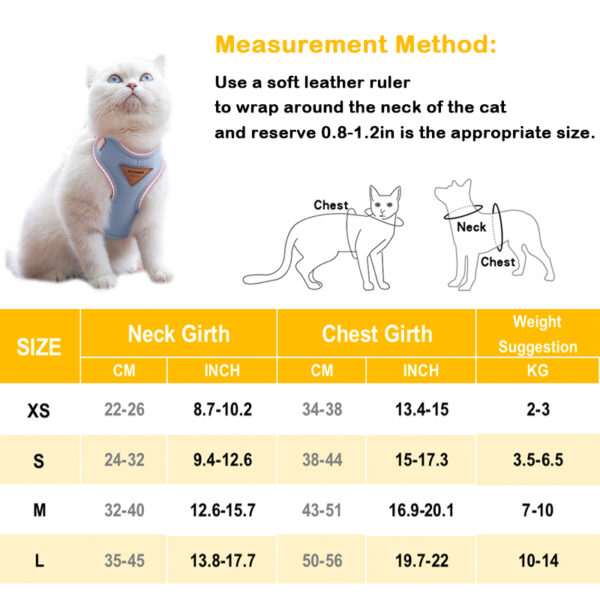 Cat Harness Leash Set Adjustable Puppy Harness Vest Escape Proof Kitten Chest Strap Chihuahua Pug Outdoor Walking Lead Leash - Image 6