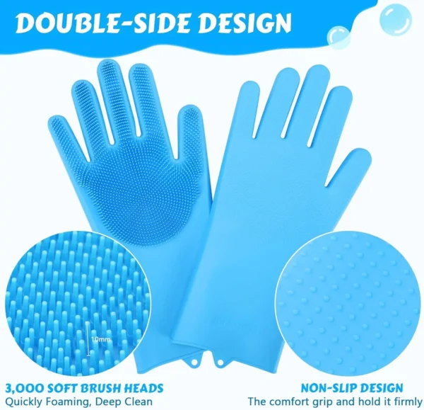 Pet Grooming Cleaning Gloves Dog Cat Bathing Shampoo Glove Scrubber Magic Dishwashing Cleanner Sponge Silicon Hair Removal Glove - Image 2