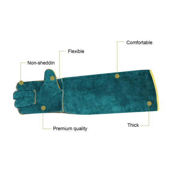 Anti-Bite Safety Gloves Ultra Long Leather Green Pets Grip Biting Protective Gloves for Catch Dog Cat Reptiles Animal - Image 4