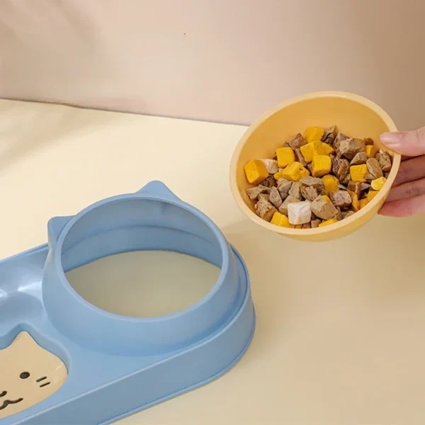 Double Dog Cat Bowls with Water Dispenser Tilted Cat Food Dishes for Indoor Pet Easily Detached Wet and Dry Food Bowl Set - Image 4