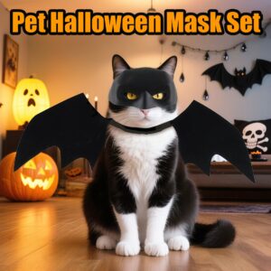 Halloween Pet Black Bat Costume Set with Mask Wing for Cats Dogs Creative Cosplay Cat Dog Halloween Party Pet Supplies