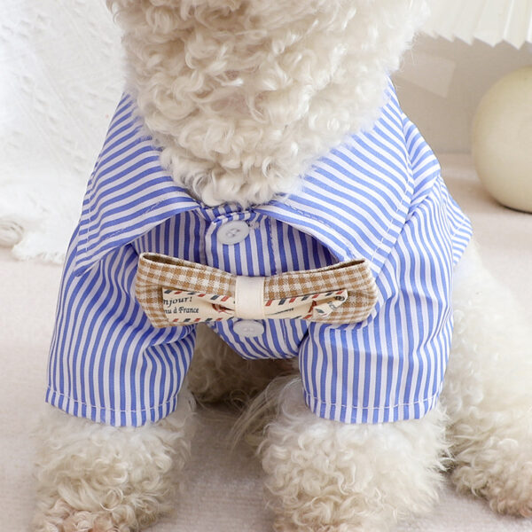 Pet Dog Clothes Bowknot Striped Shirts Thin Summer Blue Fashion Chihuahua Stripe Shirt for Small Dogs Clothing Wholesale - Image 3