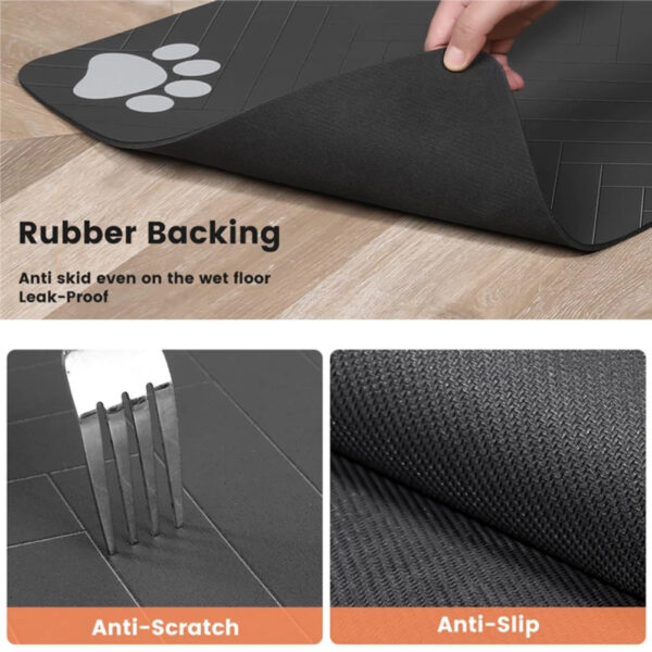 Pet Feeding Dropshipping Pet Placemat for Food and Water Bowl, with Waterproof Rubber Backing, Quick Dry Water Mat for Dog Cat - Image 3