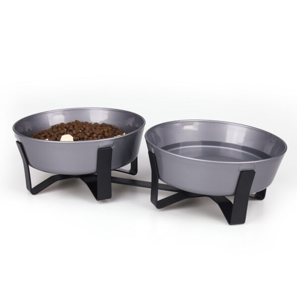 Large-capacity feeding bowl and drinking bowl for pets, integrated dual bowl, folding high-legged stand, easy to carry, protects - Image 4