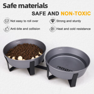 Large-capacity feeding bowl and drinking bowl for pets, integrated dual bowl, folding high-legged stand, easy to carry, protects
