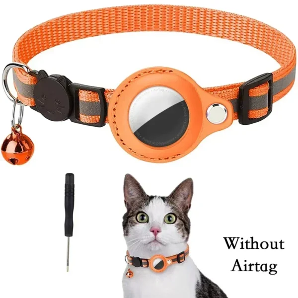 Anti-Lost Cat Collar for Airtag GPS Tracker Protective Case With Bell Reflective Cats Necklace Kitten Accesories Pet Products - Image 12