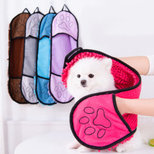 Soft Dog Bath Robe Towel Quick Super Absorbent Pet Bath Towel Cat Bath Towel Convenient Pet Cleaning Washcloth Dog Accessories