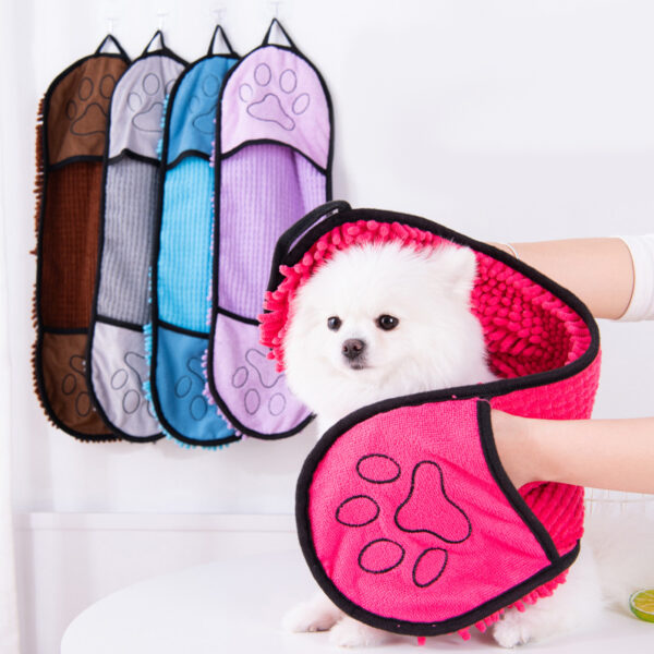 Soft Dog Bath Robe Towel Quick Super Absorbent Pet Bath Towel Cat Bath Towel Convenient Pet Cleaning Washcloth Dog Accessories