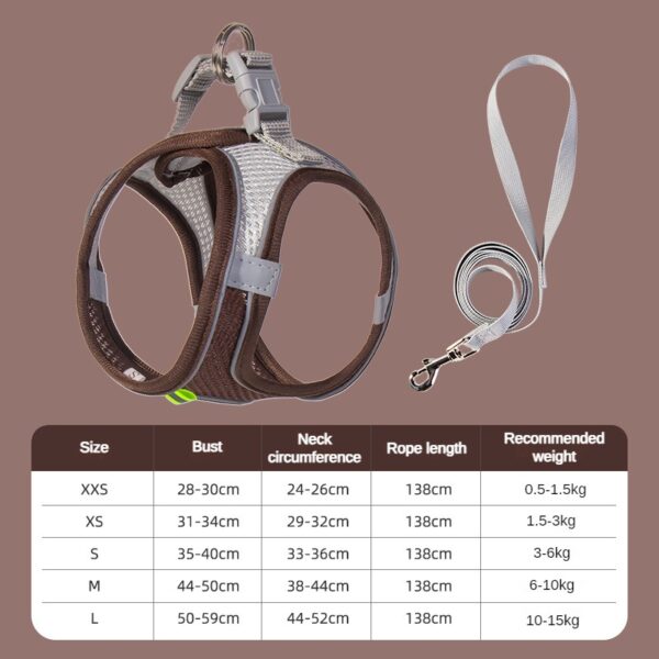 Puppy Harness Set Dog Accessories Adjustable Puppy and Cat Harness Vest French Bulldog Chihuahua Small Dog Collar Pet Leash Dogs - Image 11