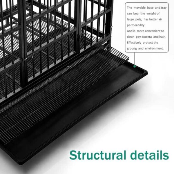 Heavy Duty Dog Crate Cage Kennel with Wheels, High Anxiety Indestructible, Sturdy Locks Design, Double Door and Removable Tray - Image 4