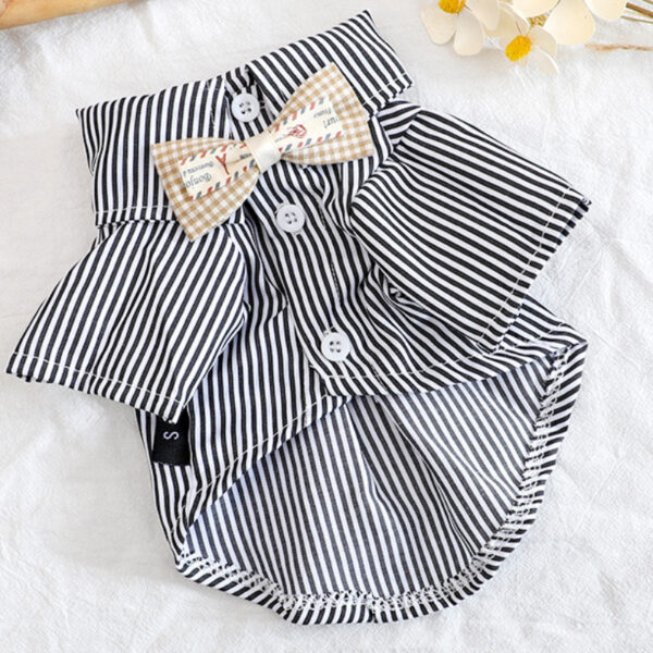 Pet Dog Clothes Bowknot Striped Shirts Thin Summer Blue Fashion Chihuahua Stripe Shirt for Small Dogs Clothing Wholesale - Image 5