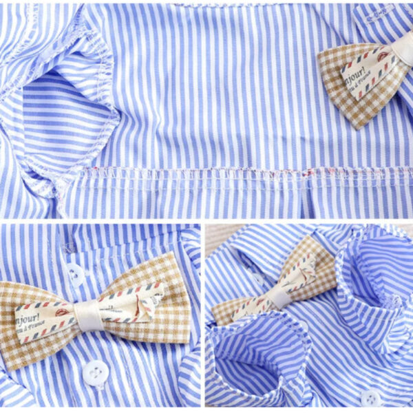 Pet Dog Clothes Bowknot Striped Shirts Thin Summer Blue Fashion Chihuahua Stripe Shirt for Small Dogs Clothing Wholesale - Image 4
