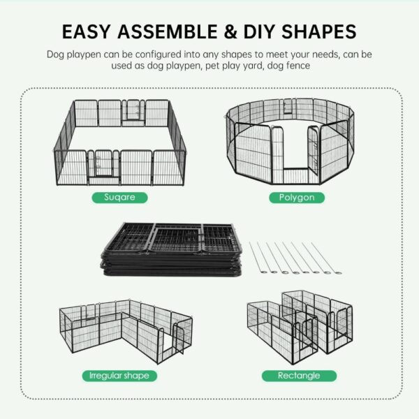 Dog Playpen Indoor 40 inch 16 Panels Metal Dog Pen Pet Dog Fence Outdoor Exercise Pen with Doors,Pet Puppy Playpen for RV Campi - Image 6