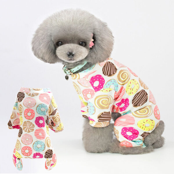 100% Cotton Sweet Donut Dog Pajamas Cat Clothes Pet Onesies Dogs PJS Doggie Jammies Puppy Small Dog Four-Legged Jumpsuit Rompers - Image 2