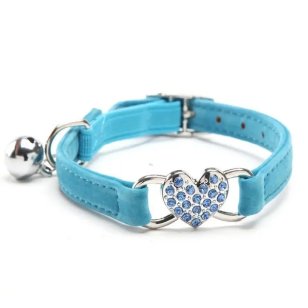 Safety Heart Bell Cat Collar Elastic Adjustable Adjustable Colored Diamonds Cat Collar With Bell Soft Dog Necklace Photo Props - Image 11