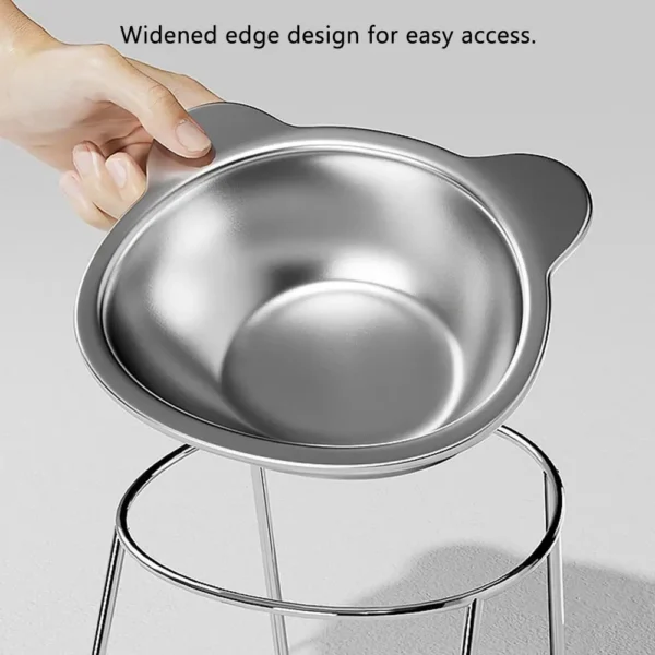 Raised Cat Bowls Tilted Neck Guard Cat Food Bowl 304 Stainless Steel Shatter-resistant Elevated 15° Pet Supplies for Puppy Cat - Image 2