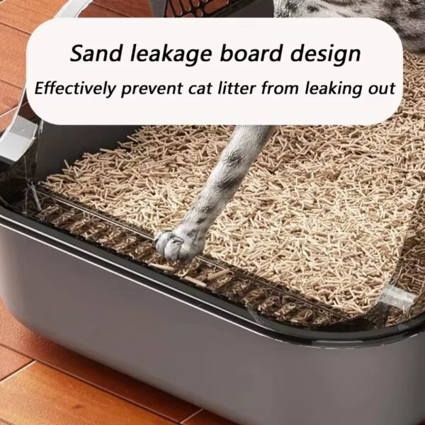 Cat Litter Box Large Capacity Semi-closed Plastic Anti-Splash Cats Toilet Bedpan Big Oversized Cat Tray Bedpan Cat Toilet Bowl - Image 3