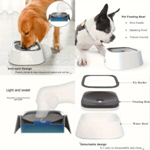 Spill-Proof Pet Water Bowl, Non-Slip Base, Floating Filter, Clear Design, No Batteries, for Dogs, Travel