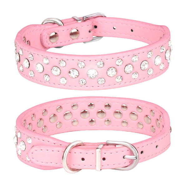 Pet collars for small dogs, pet collars, rhinestone PU collars for cats and dogs, adjustable to prevent pets from being lost - Image 5
