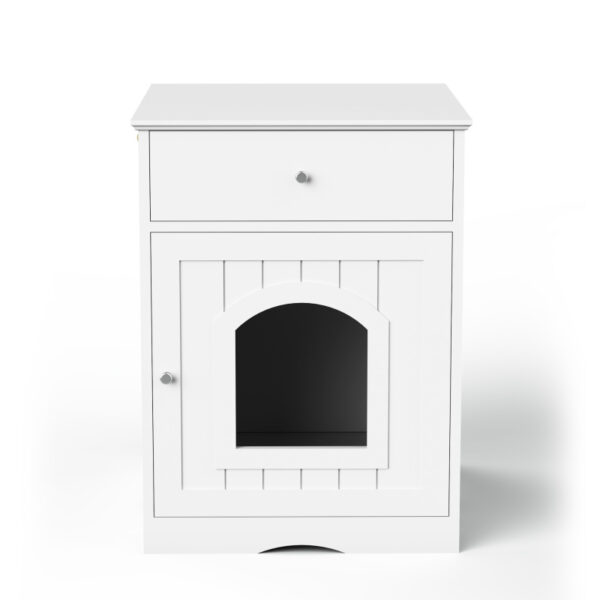 Wooden House Litter Box Enclosure With Drawer Side Table Indoor Pet Crate Cat Home The Combination Of Cat Nest And Bedside Table - Image 6