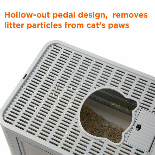 Foldable Cat Litter Box Front Entry & Top Exit Toilet Boxes with Massager Litter Scoop Enclosed Foldable Kitty Toilet - Image 4