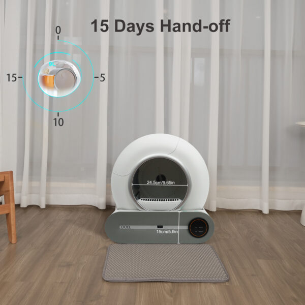 DOEL Self Cleaning Cat Litter Box 65L Automatic Cat Litter Box w/ Trash Bag & Litter Mat Smart Cat Toilet App Control 2.4G WiFi - Image 5