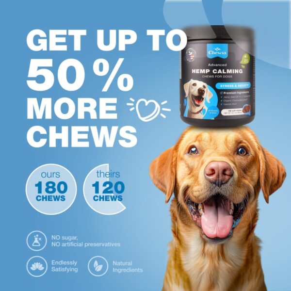 Hemp Calming Chews for Dogs Anxiety Dog Calming Treats with Melatonin Valerian Root Chamomile Extract Vitamin B Complex Canine - Image 6
