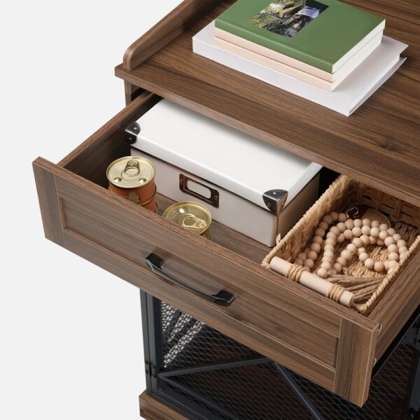 Heavy Duty Dog Crate Furniture, 39.4” Dog Kennel with Drawers, Wooden Dog Cage Indoor Side End Table for Medium Large Dogs, Tri - Image 6