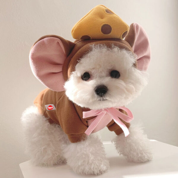 Autumn Winter Pet Cat Sweatshirt Warm Fleece Cosplay Animal Hoodies Overalls for Small Dogs Funny York Halloween Kitten Clothing - Image 2