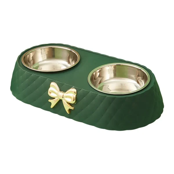 1PC Pet Pet Dog and Cat Food Bowls Bowtie Dog Food Drinking Double Bowl Pet Supplies - Image 7