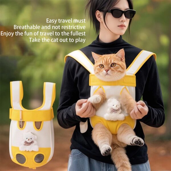Portable Dog Carrier Backpack Hands-Free Pet Travel Bag with Adjustable Straps Breathable Front and Back Cat Carrier for - Image 3