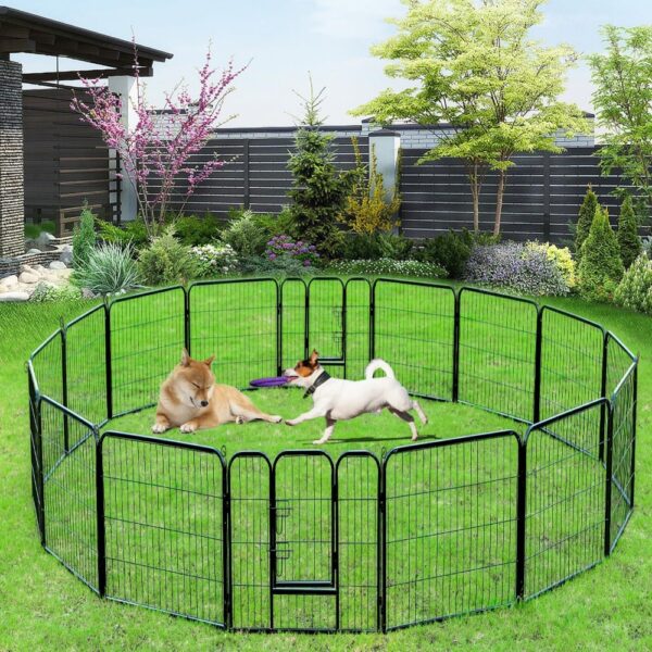 Dog Playpen Indoor 40 inch 16 Panels Metal Dog Pen Pet Dog Fence Outdoor Exercise Pen with Doors,Pet Puppy Playpen for RV Campi - Image 2