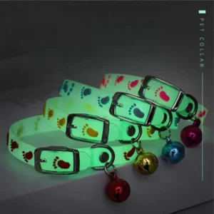 Pet Fluorescent Luminous Silicone Footprint Collar Cat Dog Luminous Collar Night Puppy Kitten Outdoor Anti-loss Pet Supplies